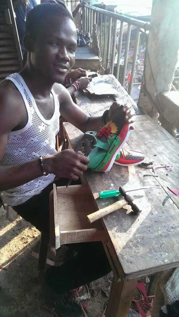 See The Aba Guy Who Made The Shoe Nnamdi Kanu Wore After He Was Released (Photos)